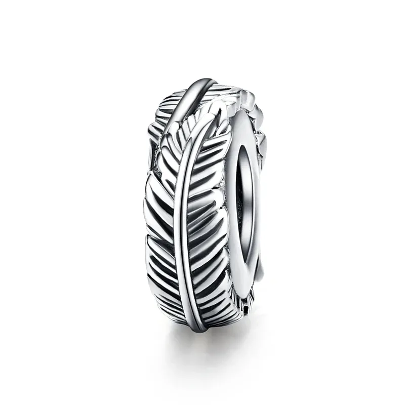 Breloque plume de chat en argent 925 WOSTU pour bracelet DIY