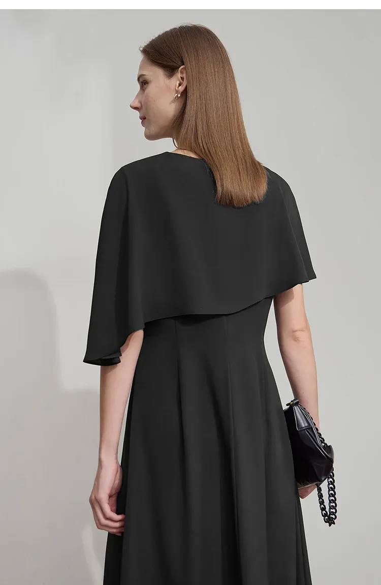 Robe midi asymétrique AMII à col V pour bureau