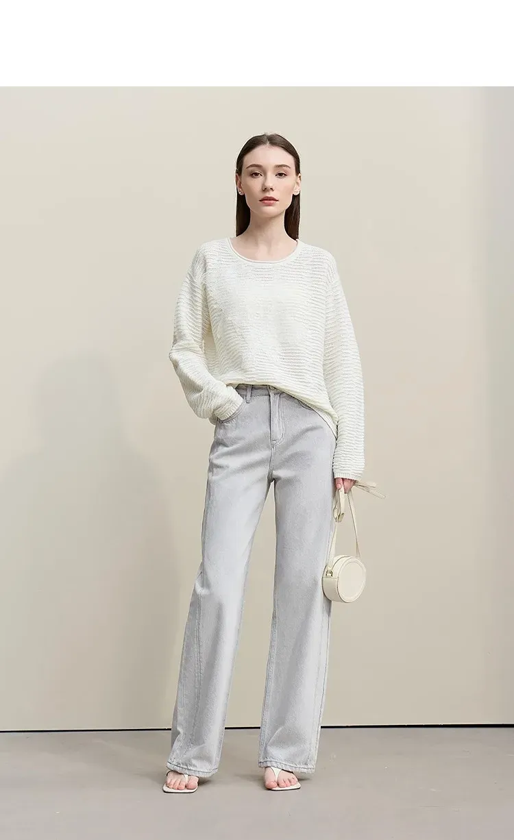 Pull en maille AMII à dentelle patchwork pour bureau