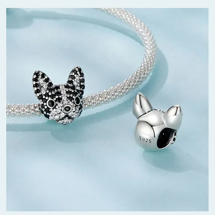 Breloque chien en argent 925 WOSTU pour bracelet DIY