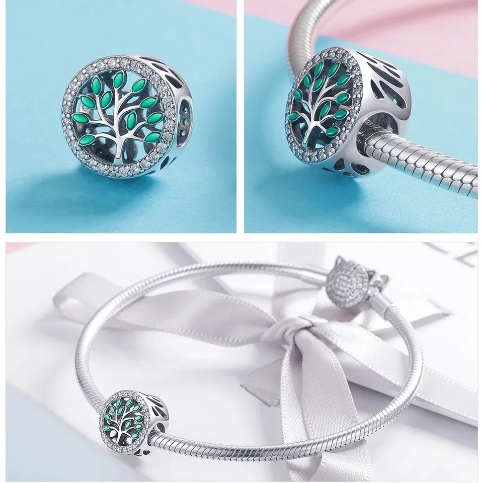 Breloque ronde en argent 925 bleu et rose avec zircons