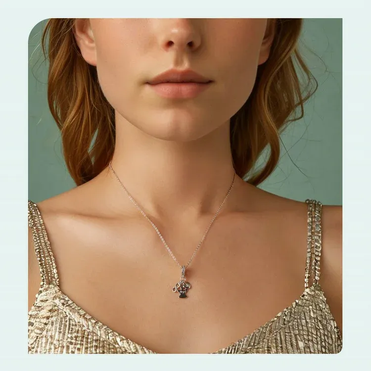 Breloque romantique en argent 925 avec cœur, ange et perle