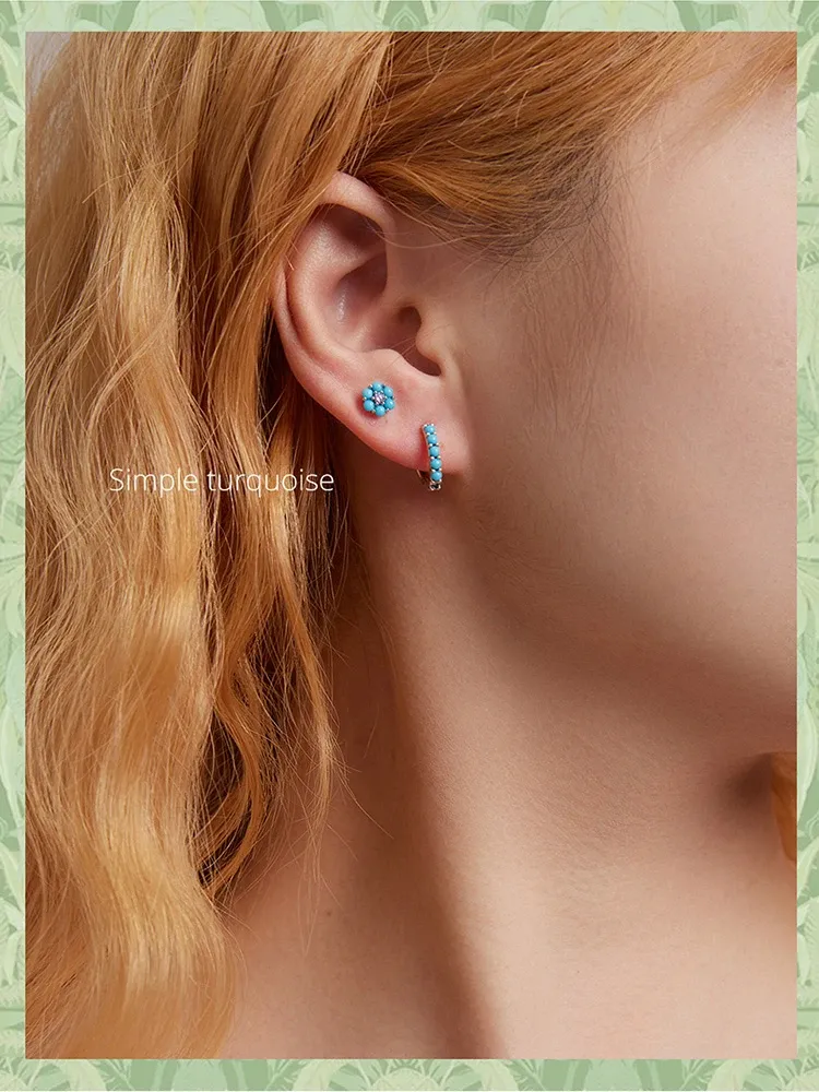 Créoles vintage en turquoise naturelle WOSTU en argent 925