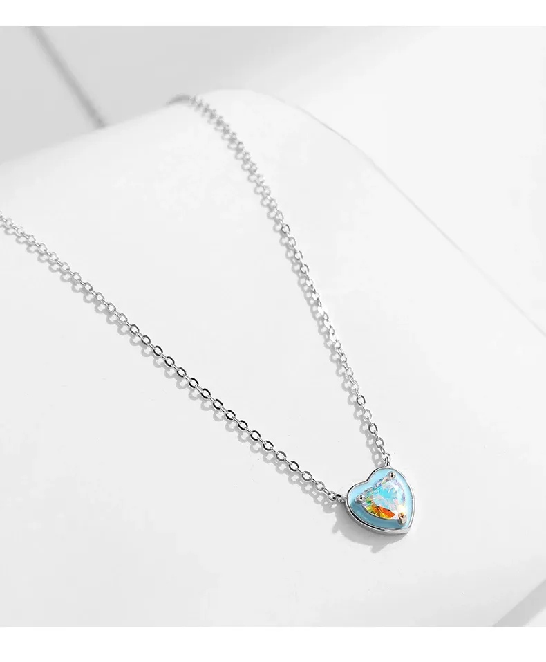 Pendentif cœur émaillé bleu MODIAN en argent 925