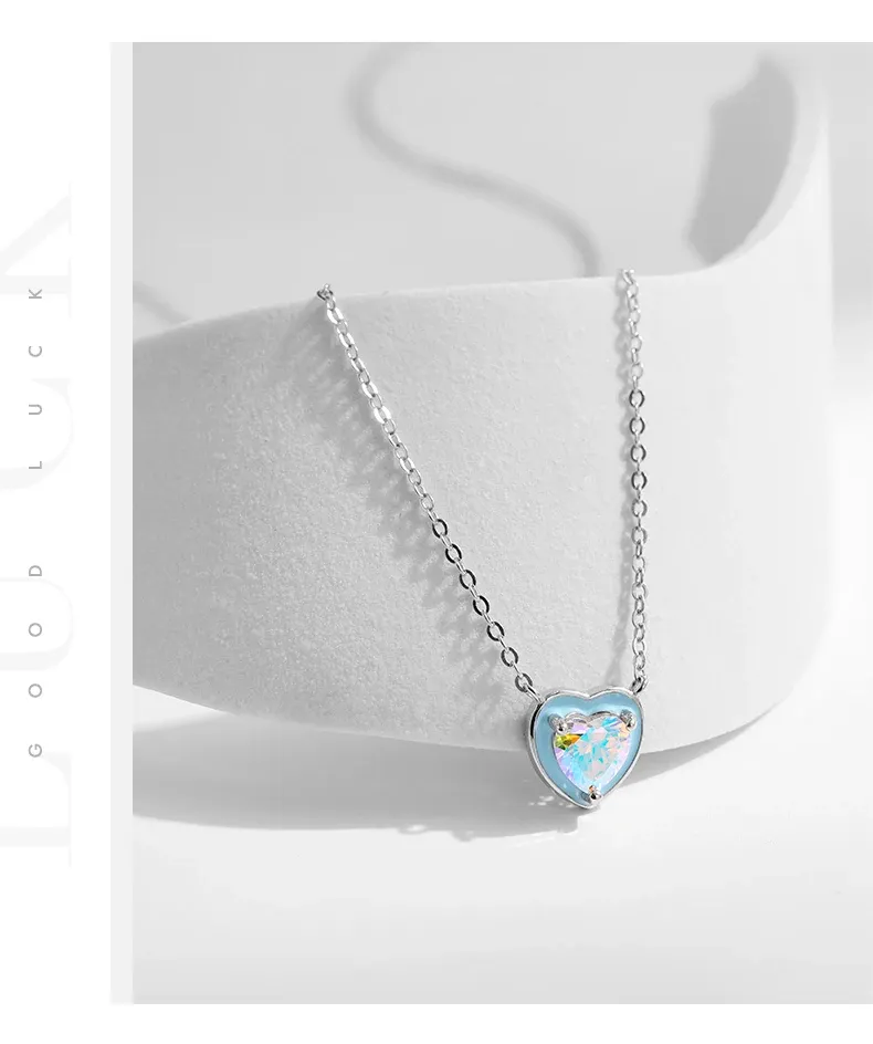 Pendentif cœur émaillé bleu MODIAN en argent 925