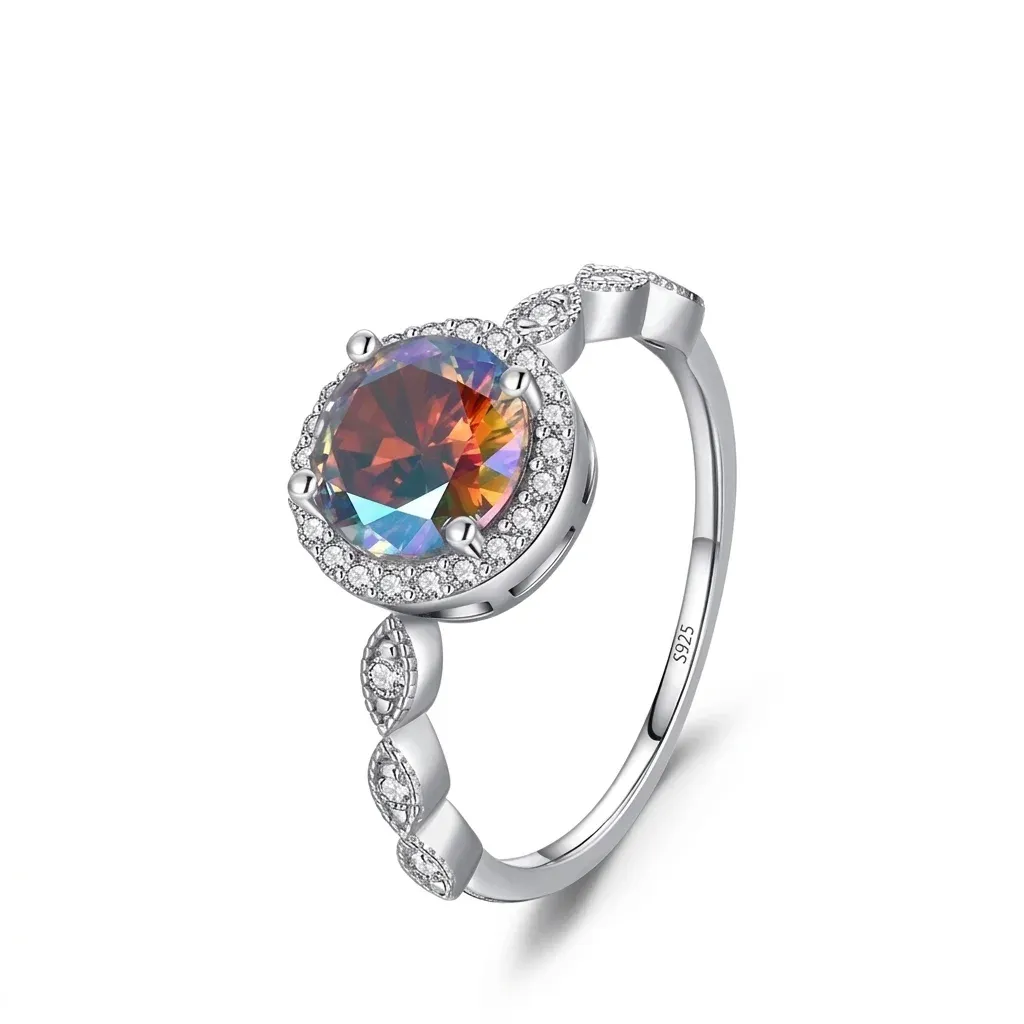 Bague argent 925 arc-en-ciel zircon