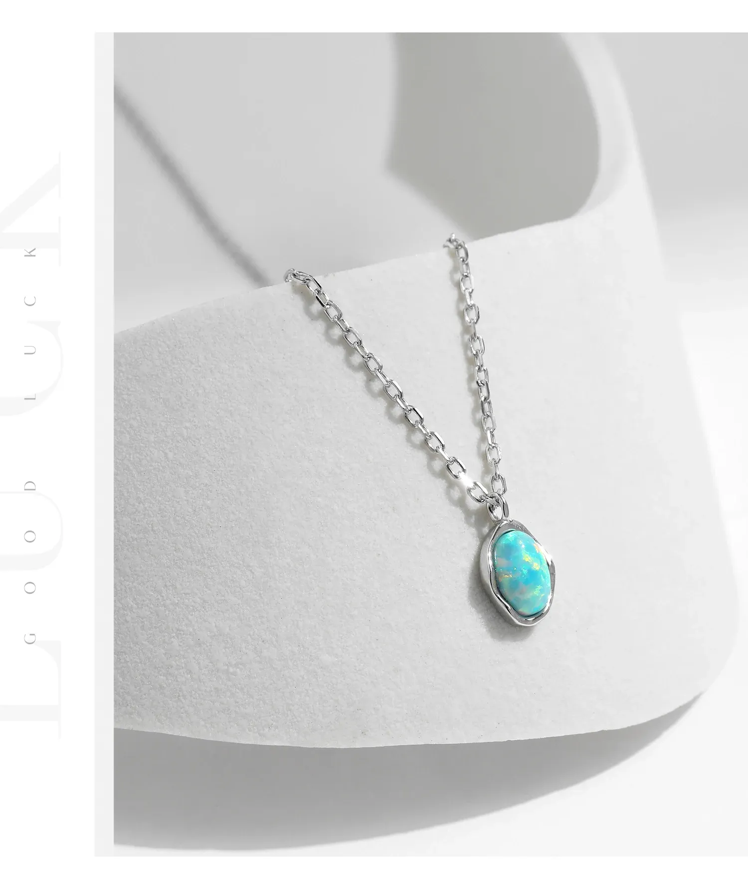 Collier MODIAN en argent 925 avec opale, style vintage irrégulier