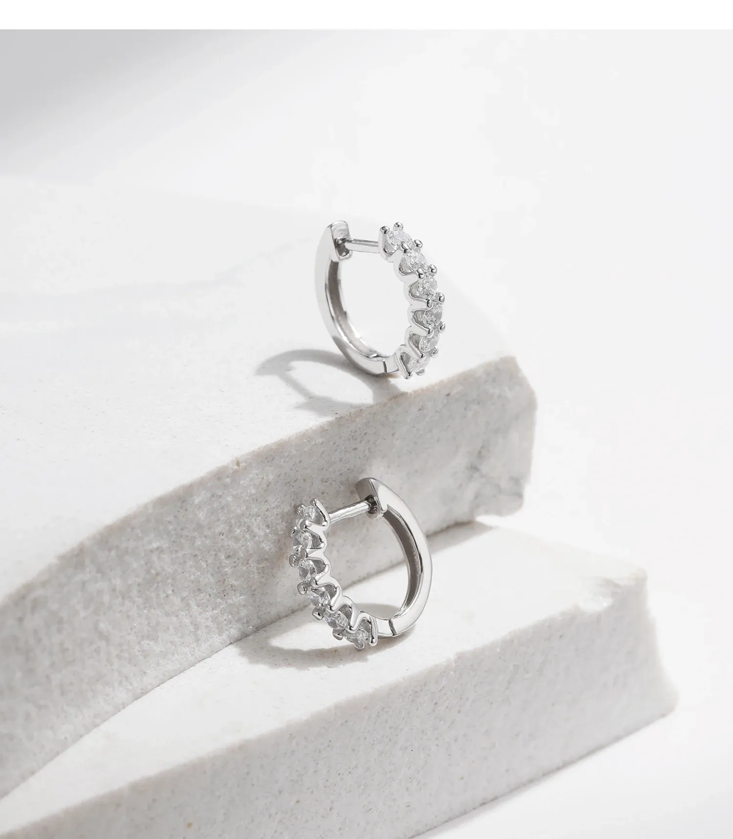 Parure créoles géométriques en moissanite et argent 925