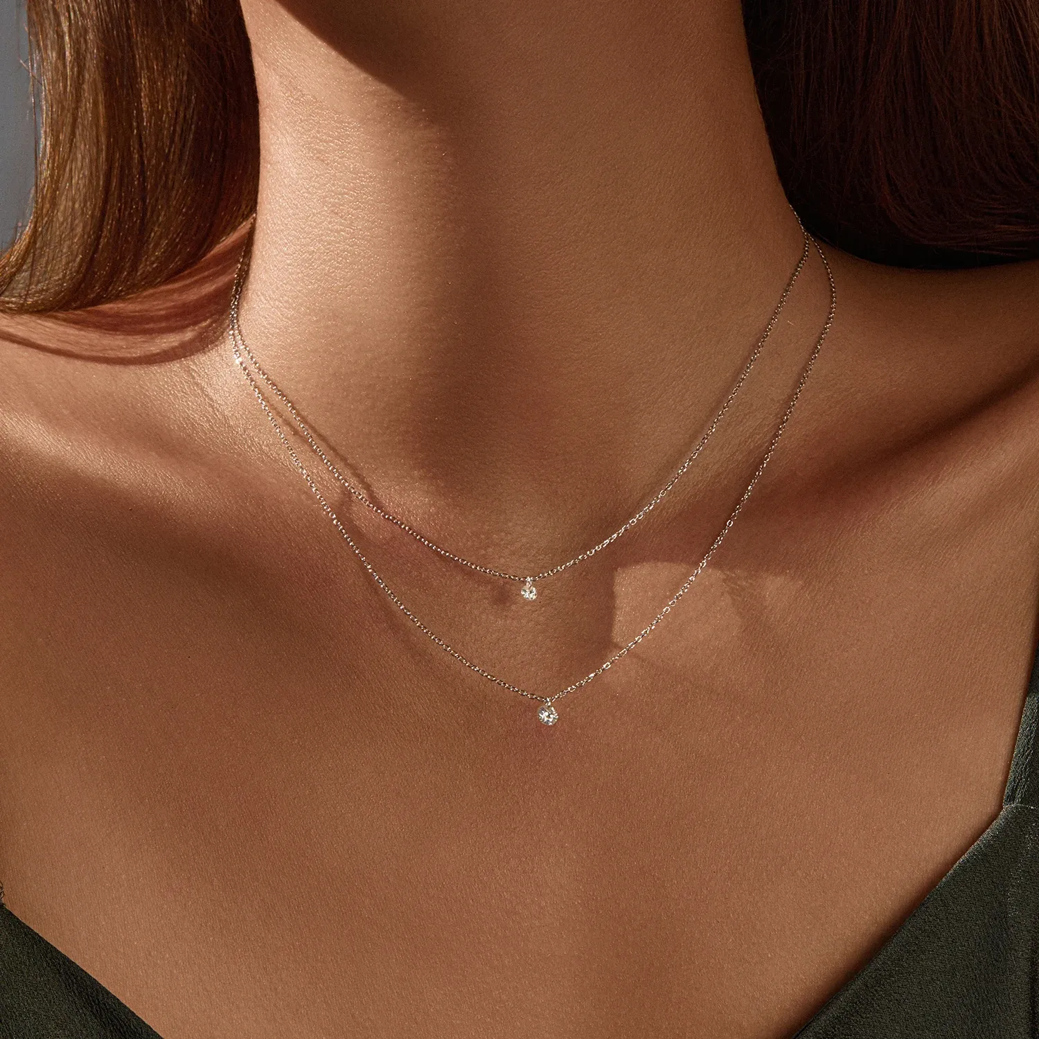 Collier solitaire en moissanite ronde et argent 925 MODIAN