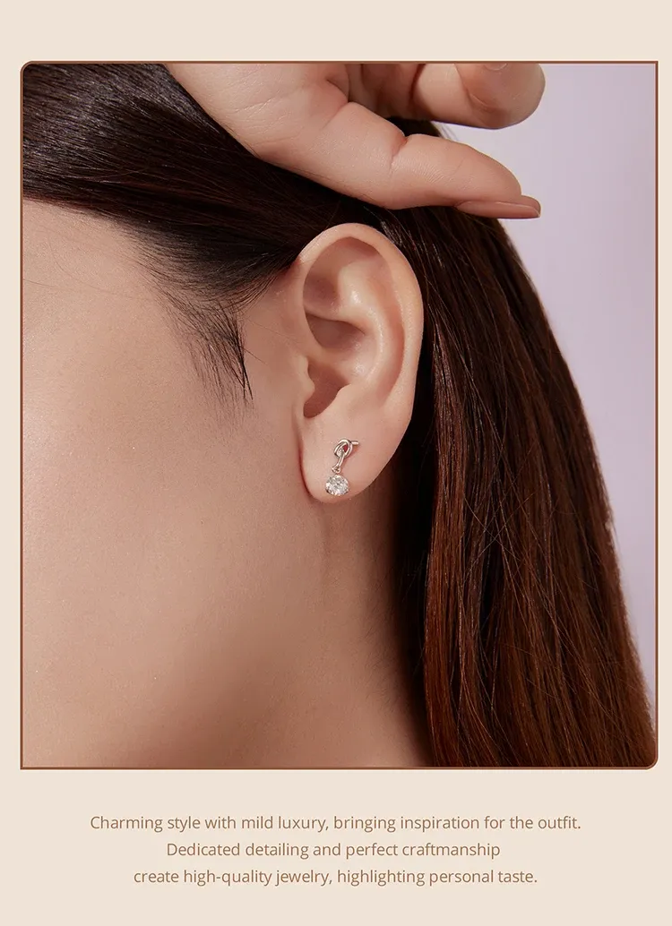 Boucles d’oreilles moissanite nœud en argent 925 Bamoer U