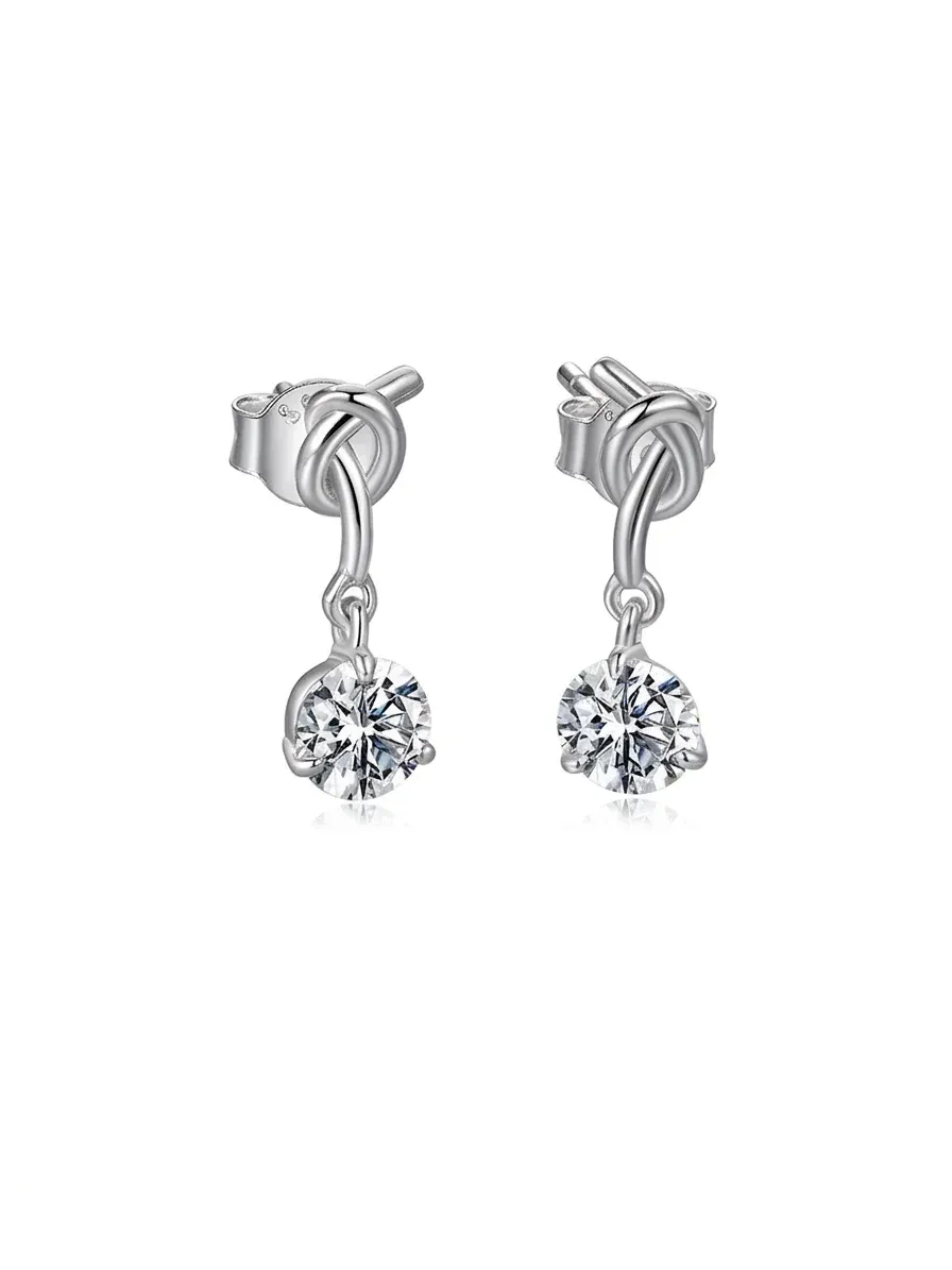 Boucles d’oreilles nœud moissanite argent 925