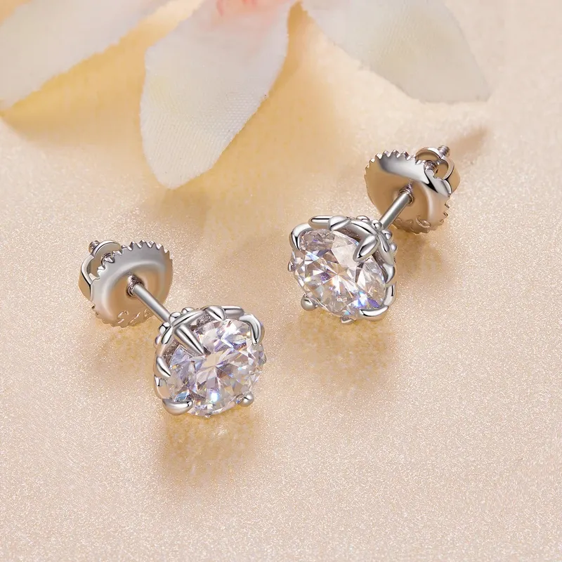 Boucles d’oreilles en moissanite pétale en argent 925 Bamoer U
