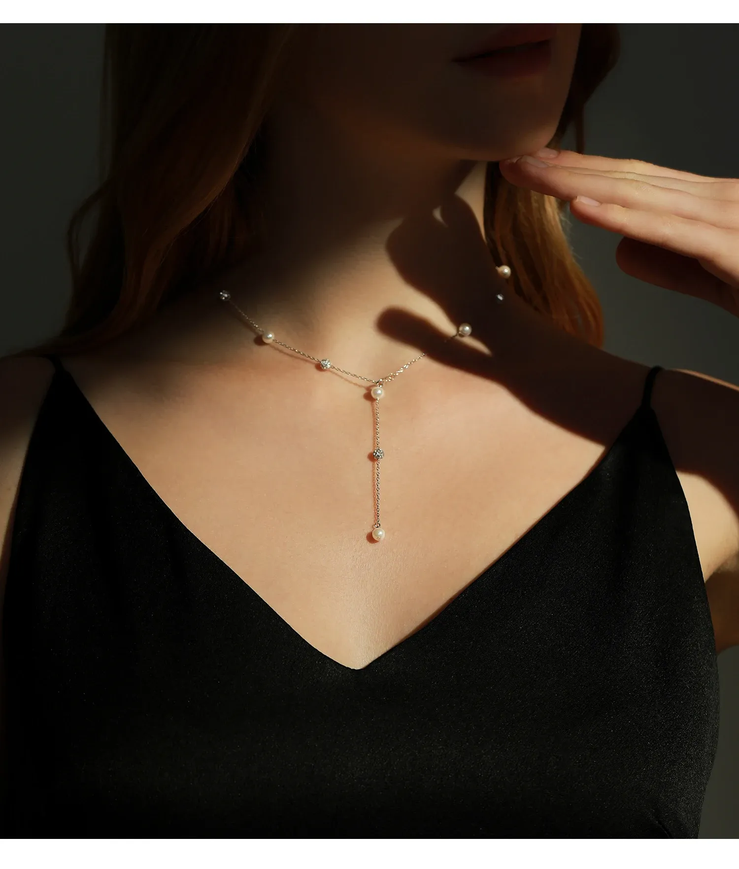 Collier Y en argent 925 avec zircons scintillants MODIAN