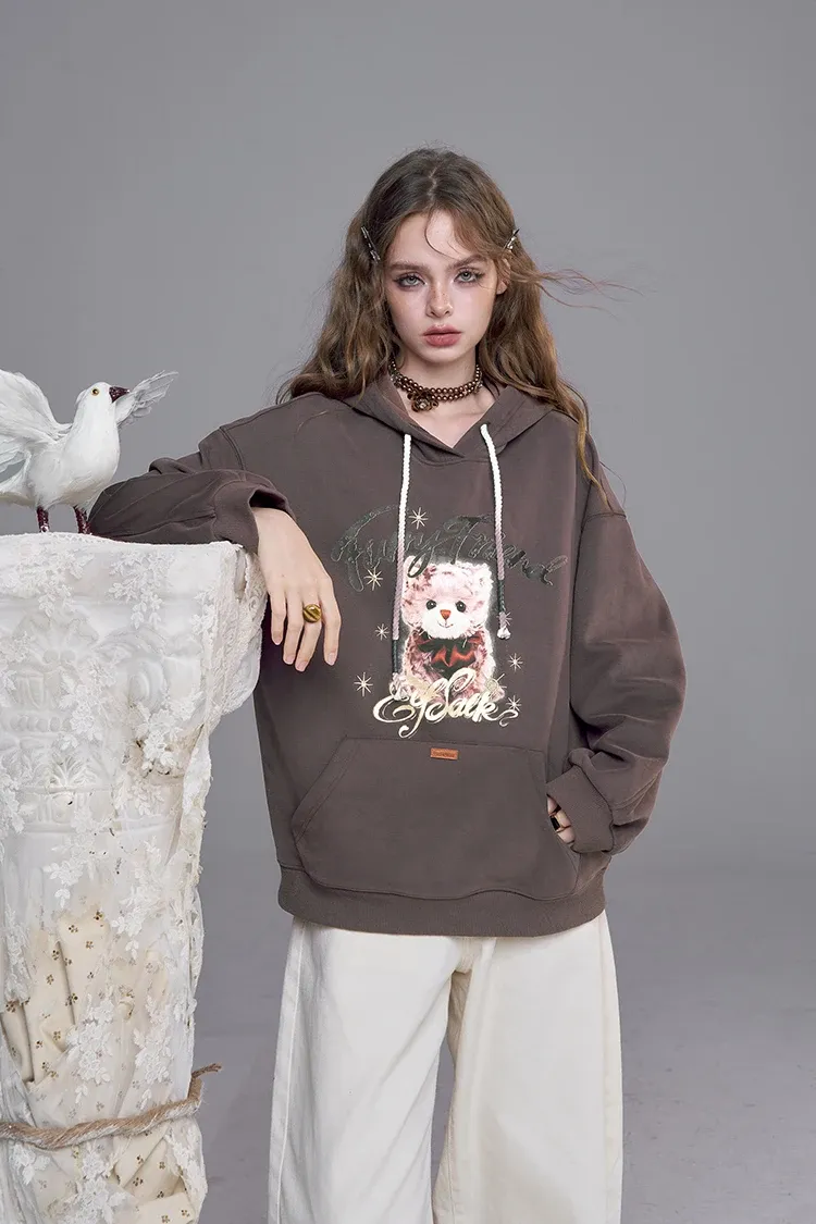 Sweat à capuche zippé ELFSACK imprimé streetwear automnal