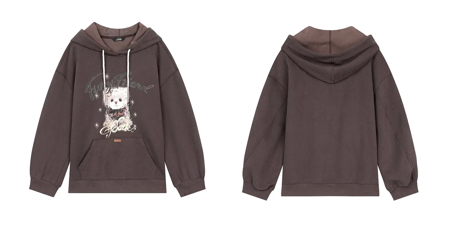 Sweat à capuche zippé ELFSACK imprimé streetwear automnal