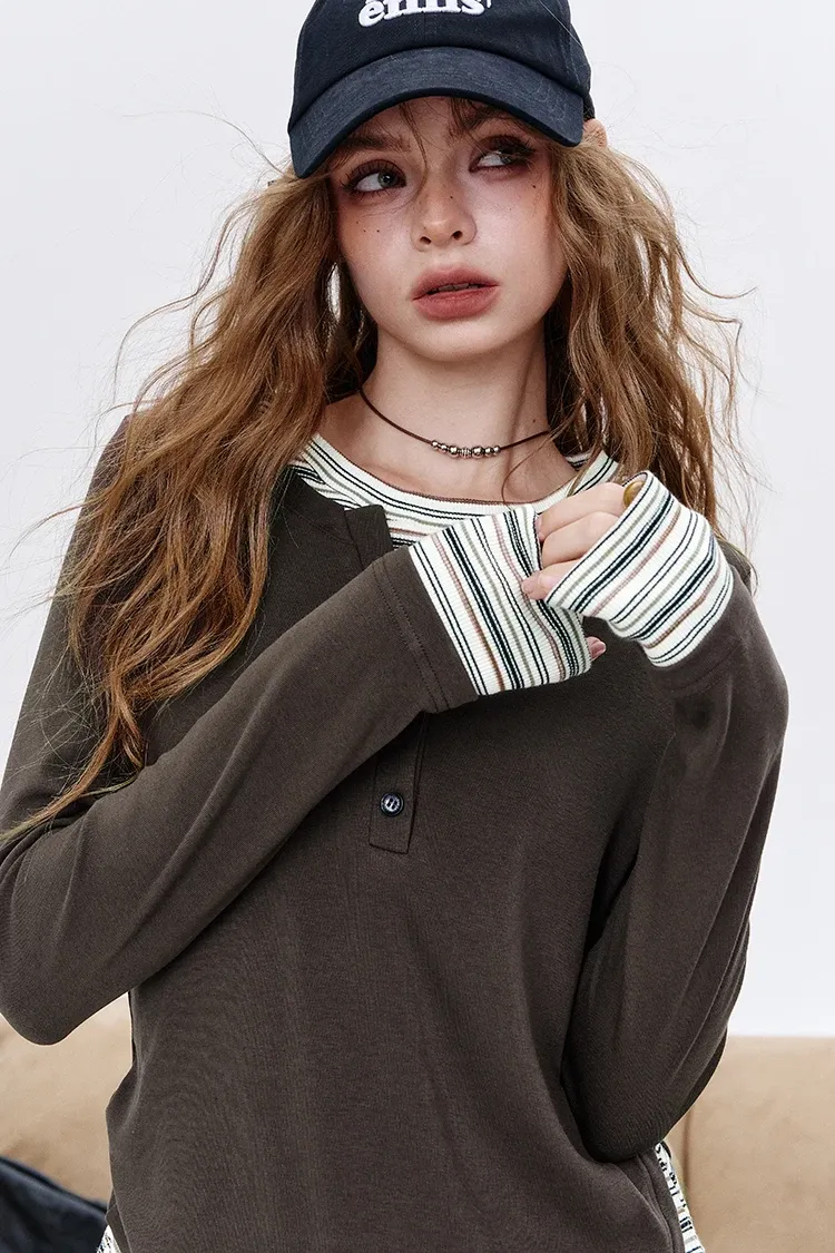 Ensemble ELFSACK bicolore en maille à manches longues