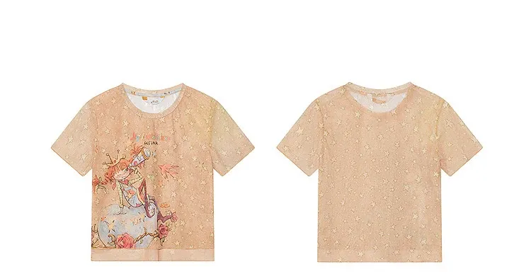 T-shirt Y2K en maille ELFSACK à imprimé cartoon