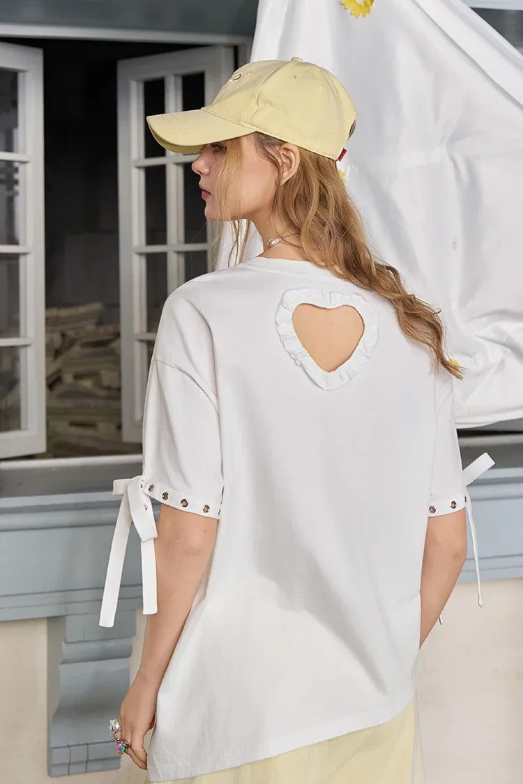 T-shirt ELFSACK en coton à découpe cœur et manches mi-longues