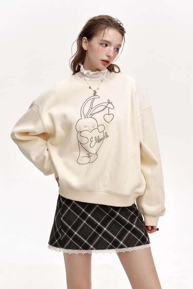 Pull ample rouge à sequins pour femme ELFSACK