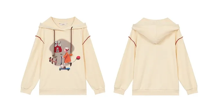 Sweat à capuche imprimé cartoon ELFSACK pour femme