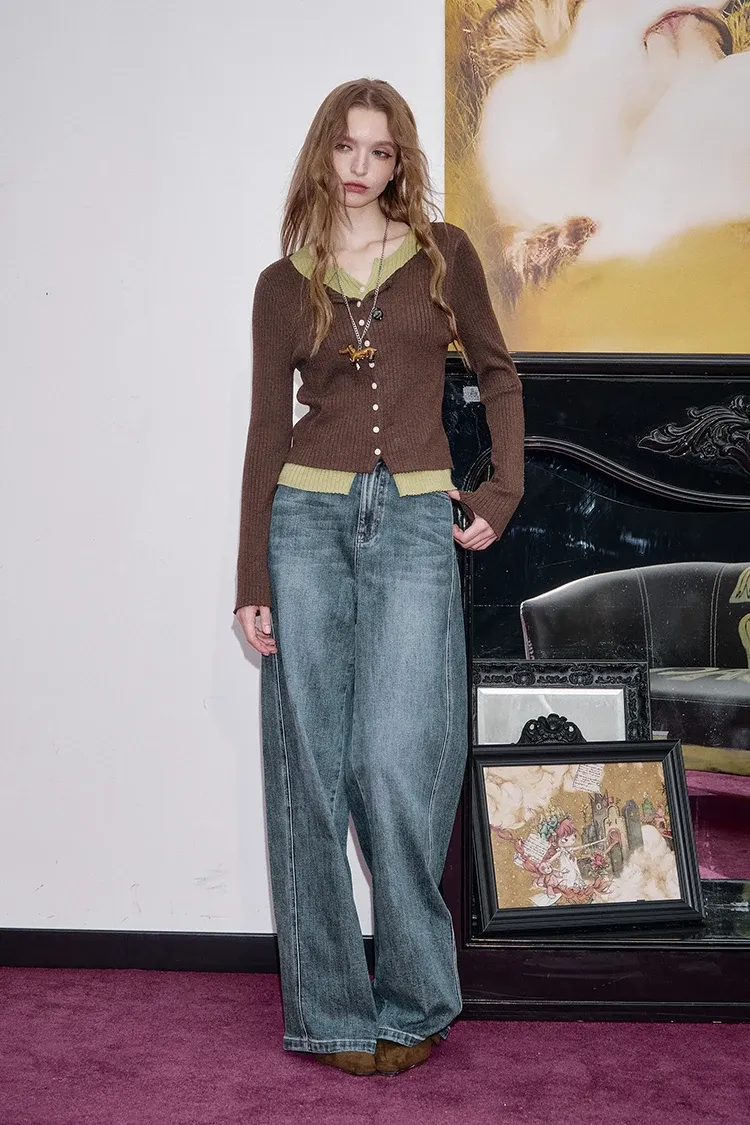 Pull bicolore effet deux pièces ELFSACK à col rond