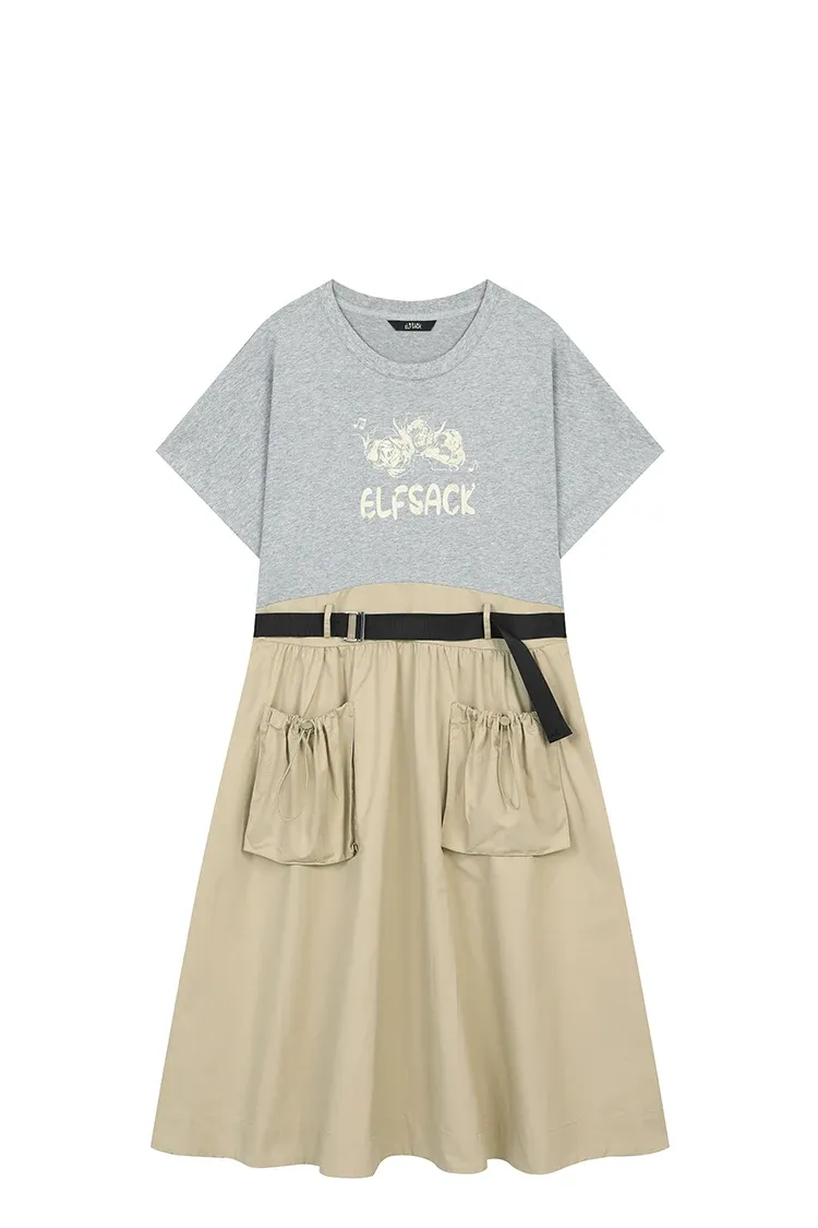 Robe t-shirt graphique ELFSACK à poches, esprit Y2K