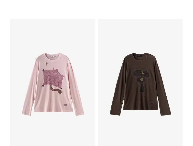 T-shirt cardigan femme en lyocell et laine, motif cartoon