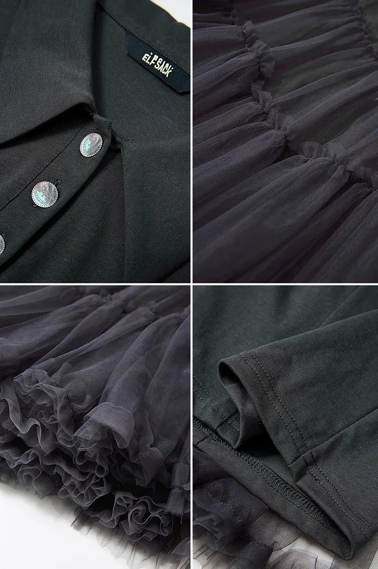 Robe chemise patchwork ELFSACK à manches bouffantes