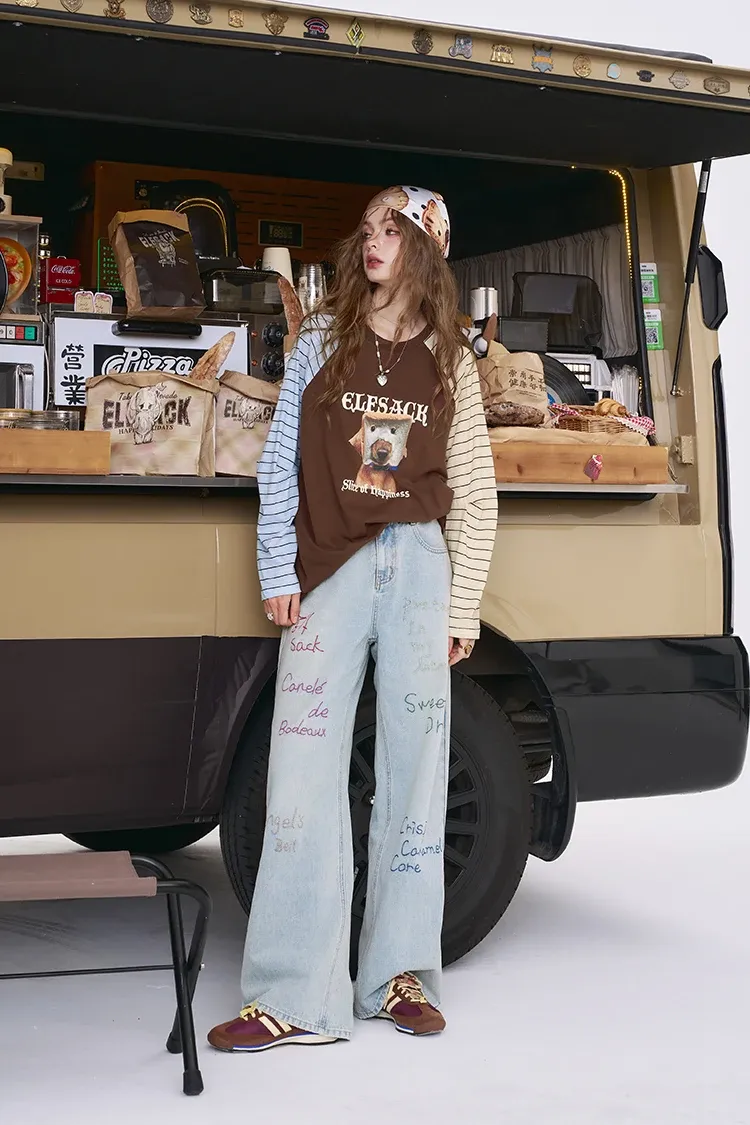 T-shirt rayé ample ELFSACK en coton à col rond