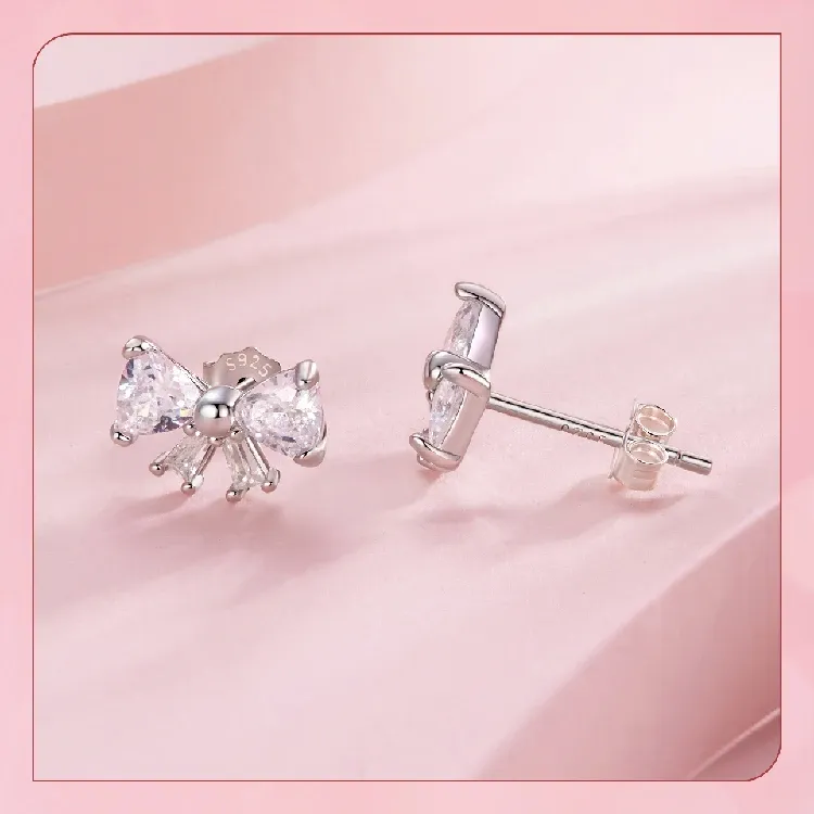 Boucles d’oreilles nœud arc en argent 925 Bamoer