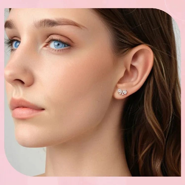 Boucles d’oreilles nœud arc en argent 925 Bamoer