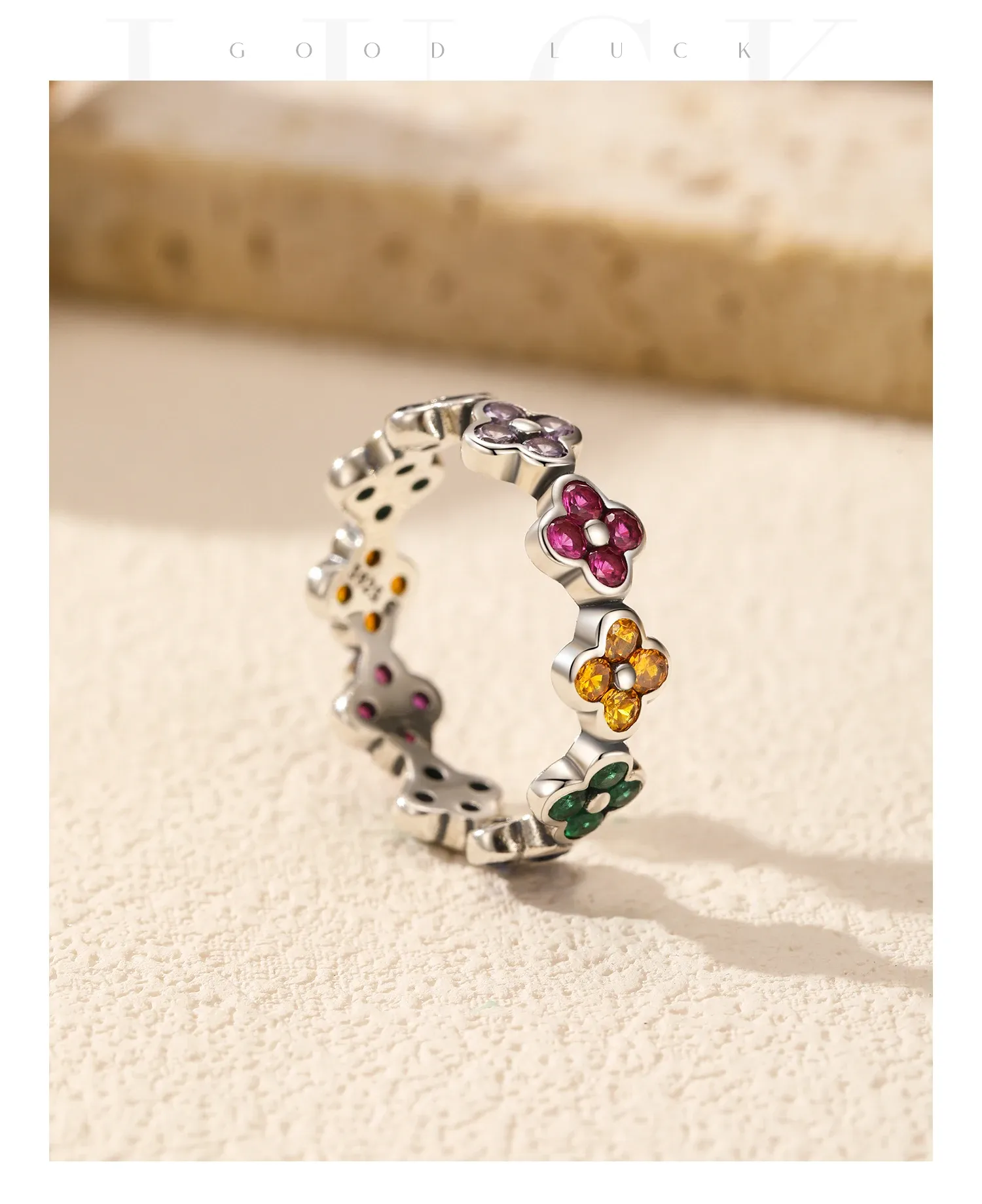 Bague trèfle cœur en argent 925 MODIAN avec zircons