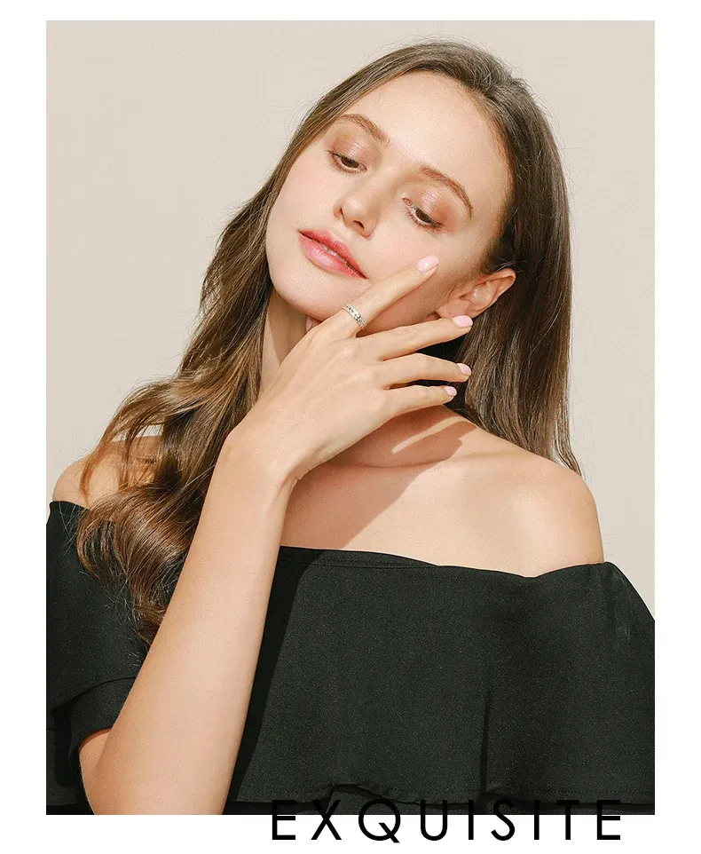 Bague fine en argent 925 à feuilles porte-bonheur et zircons