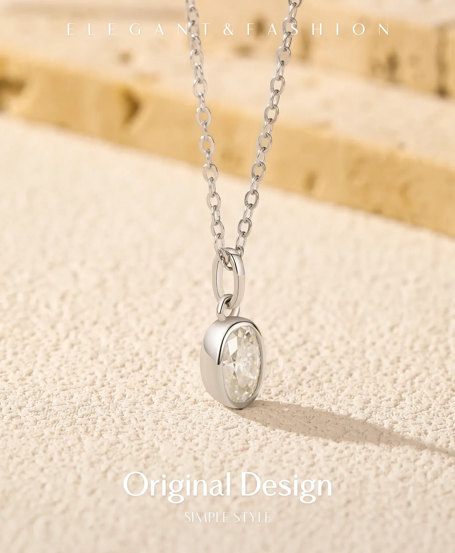 Collier moissanite ovale D en argent 925 MODIAN