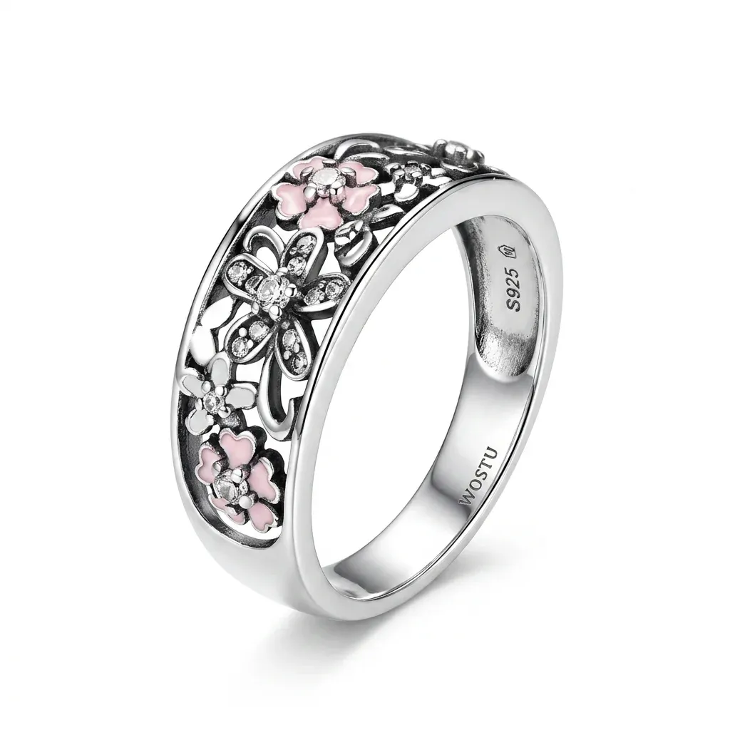 Bague fleur scintillante argent 925 WOSTU