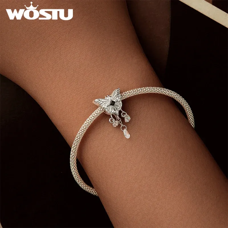 Breloque croix et papillon en argent 925 WOSTU