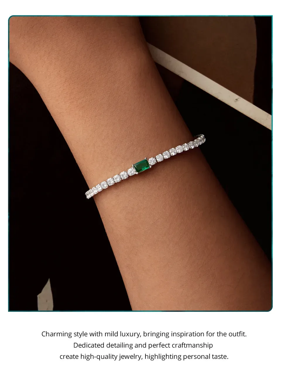 Bracelet émeraude en argent 925 WOSTU