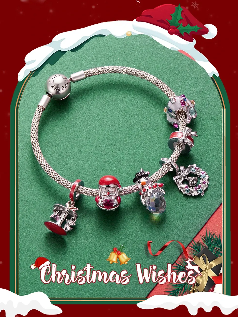 Breloque de Noël en argent 925 avec émail et zircons WOSTU