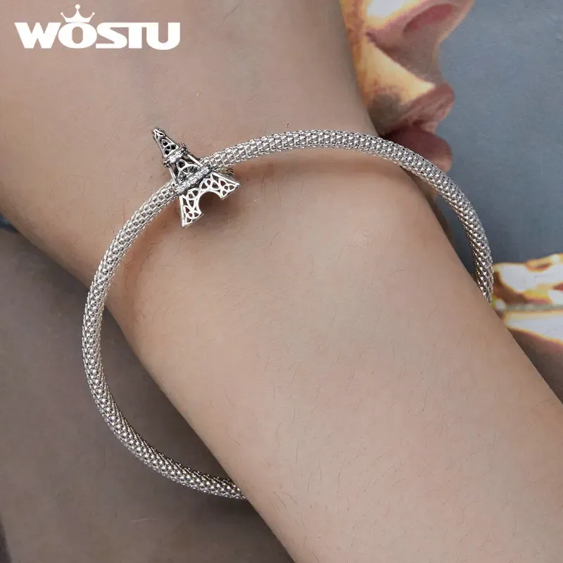 Breloque Tour Eiffel en argent 925 WOSTU avec zircons