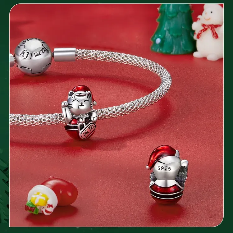 Breloque de Noël WOSTU en argent 925 pour bracelet