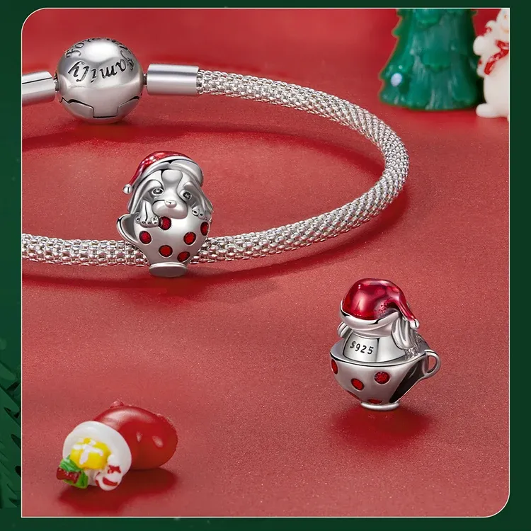 Breloque de Noël WOSTU en argent 925 pour bracelet