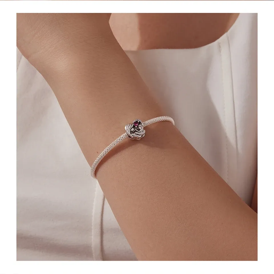 Breloque cœur WOSTU plaquée or blanc pour bracelet