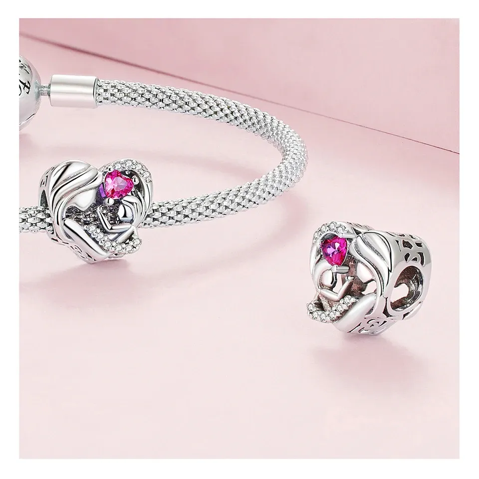 Breloque cœur WOSTU plaquée or blanc pour bracelet