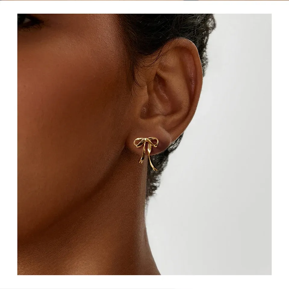 Boucles d’oreilles nœud doré WOSTU en cuivre plaqué or