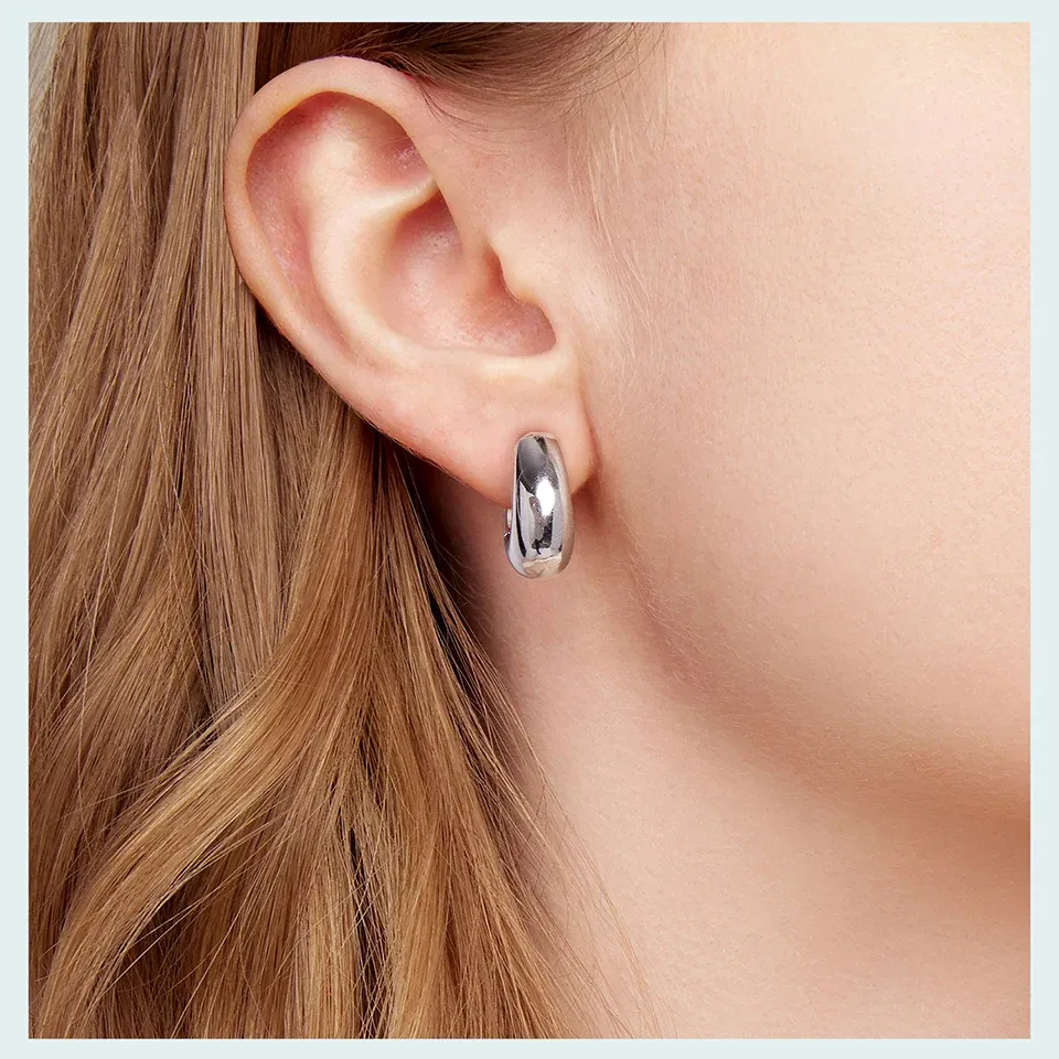 Créoles géométriques WOSTU plaqué or blanc pour femme