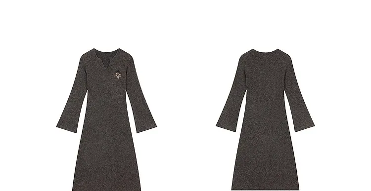 Robe pull longue ELFSACK en maille à col V et appliques