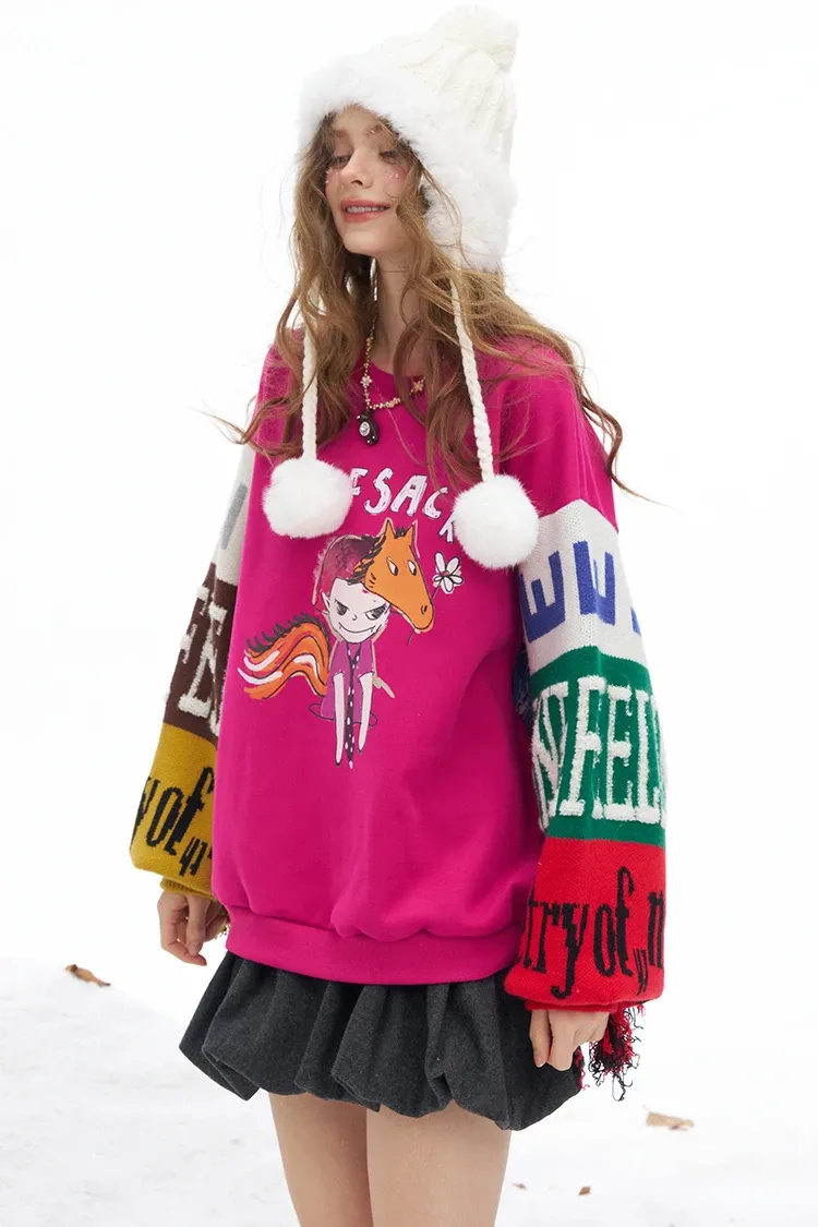 Sweat patchwork ample RK à manches lanternes