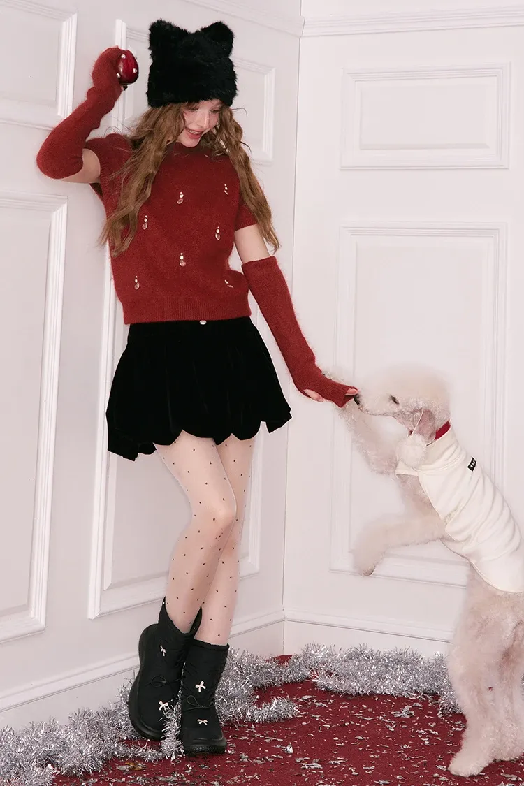 Pull de Noël Y2K ELFSACK en maille décorée de strass