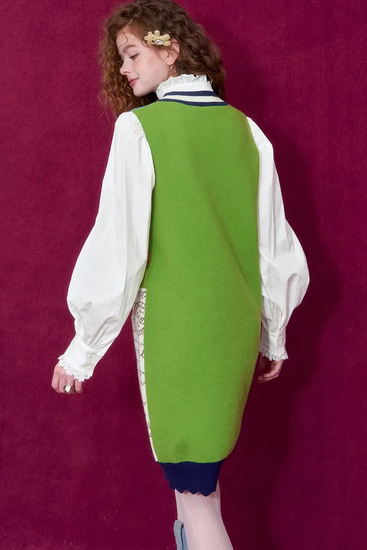 Robe trompe-l’œil ELFSACK à col volanté et maille