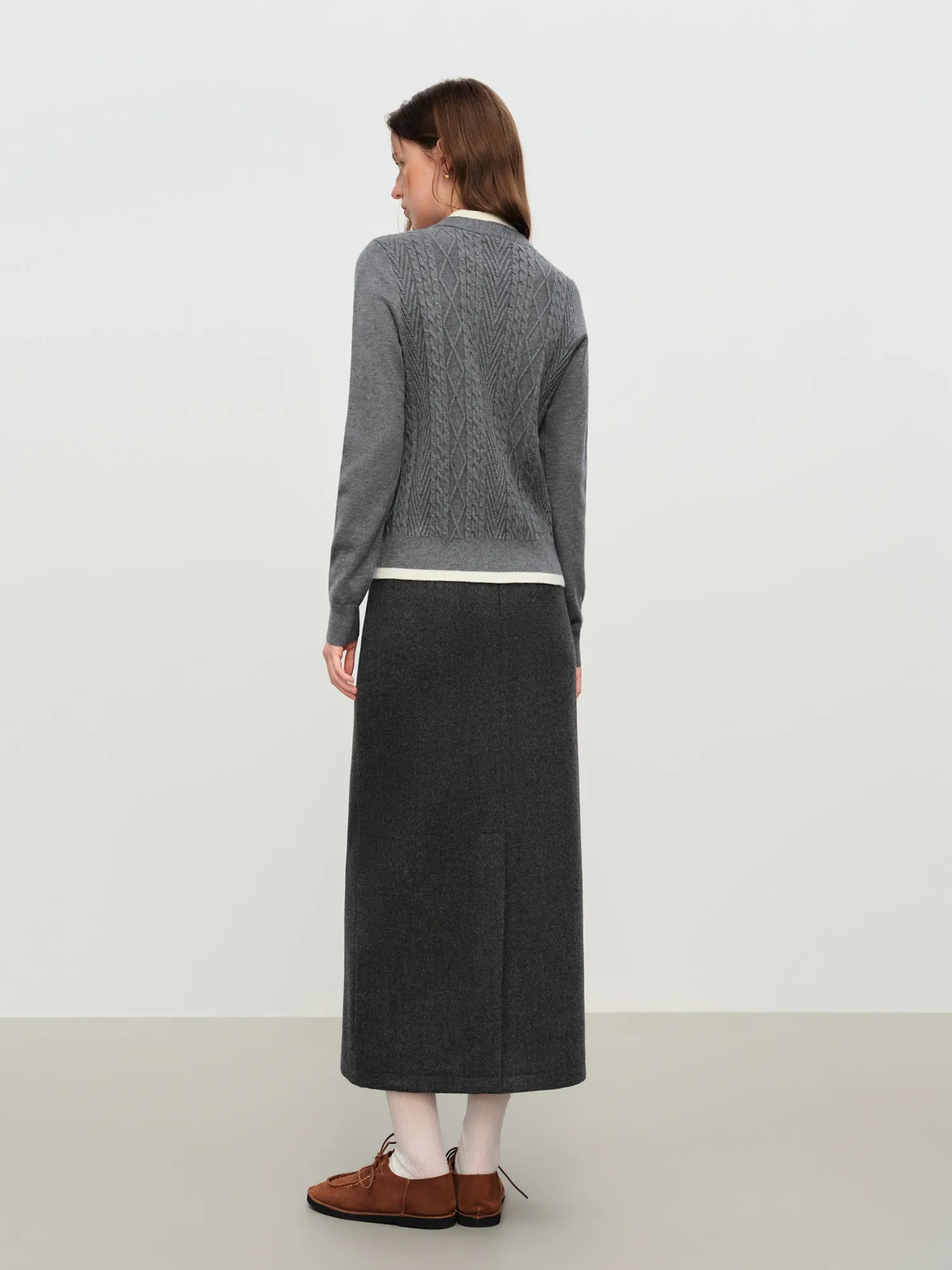 Cardigan trompe-l’œil en maille slim à col V